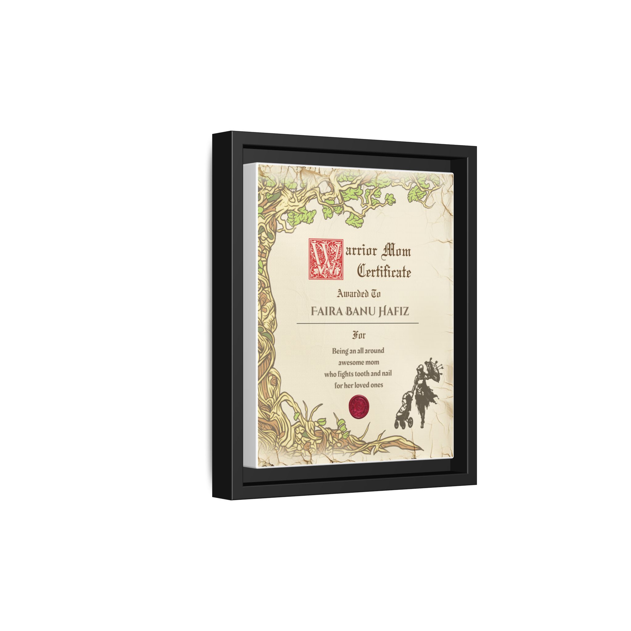 Warrior Mom Certificate Framed Canvas Print - Image 10