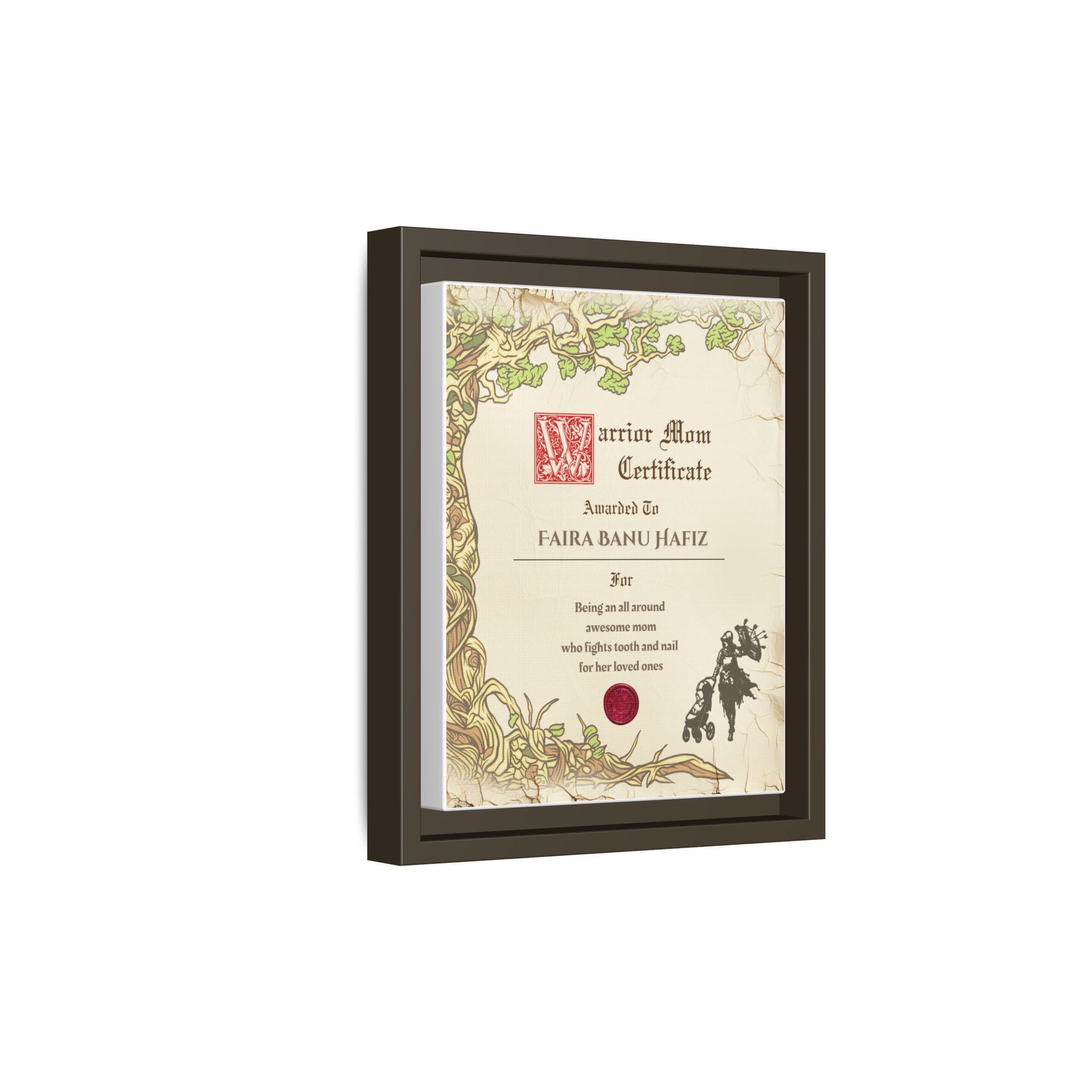 Warrior Mom Certificate Framed Canvas Print - Image 14