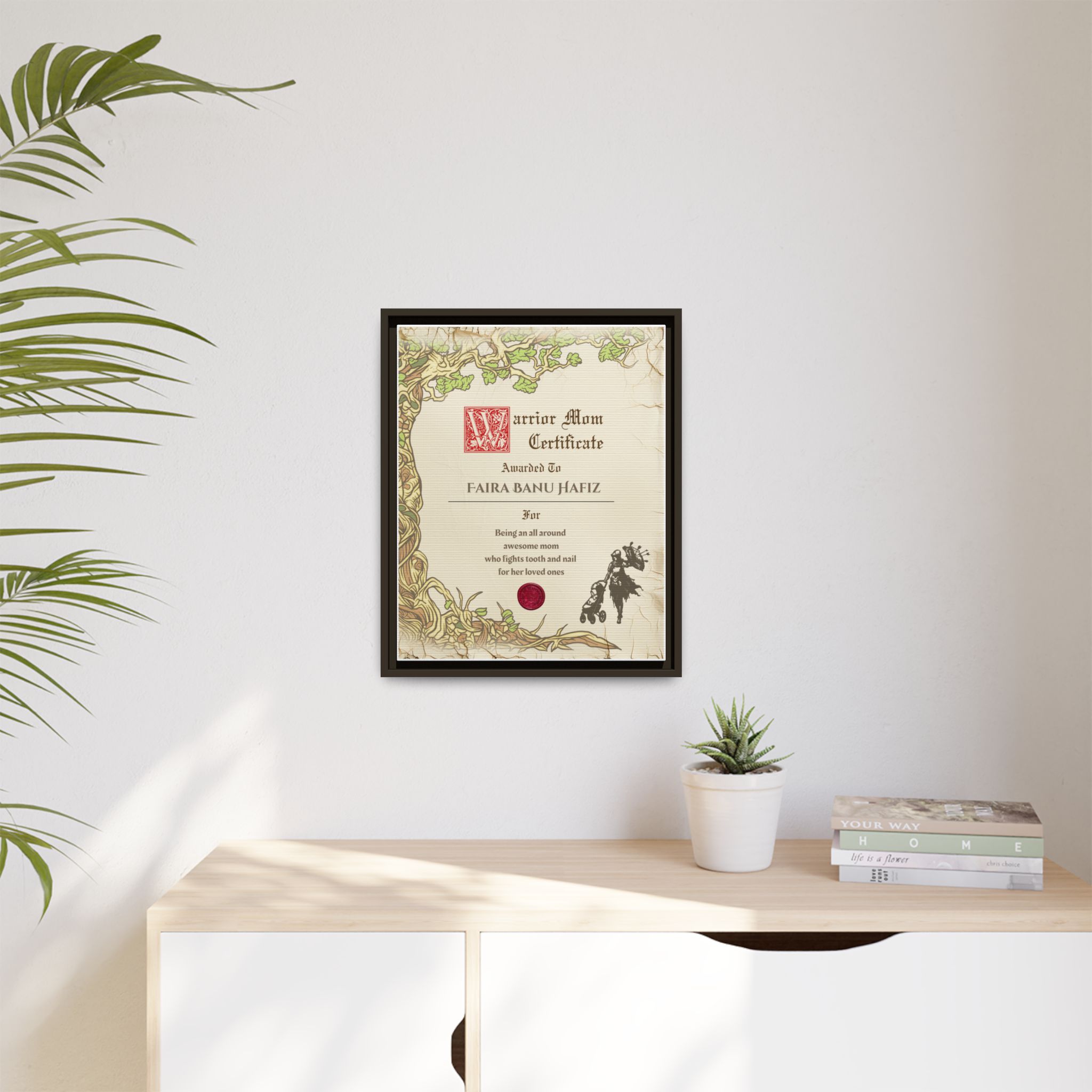 Warrior Mom Certificate Framed Canvas Print - Image 7