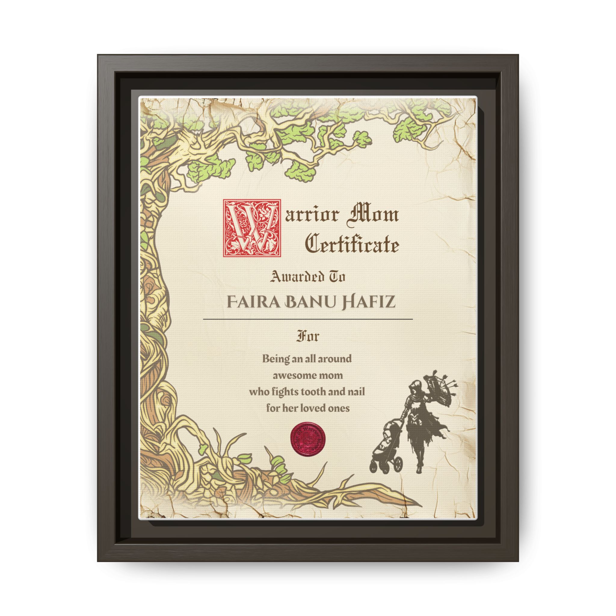 Warrior Mom Certificate Framed Canvas Print - Image 13