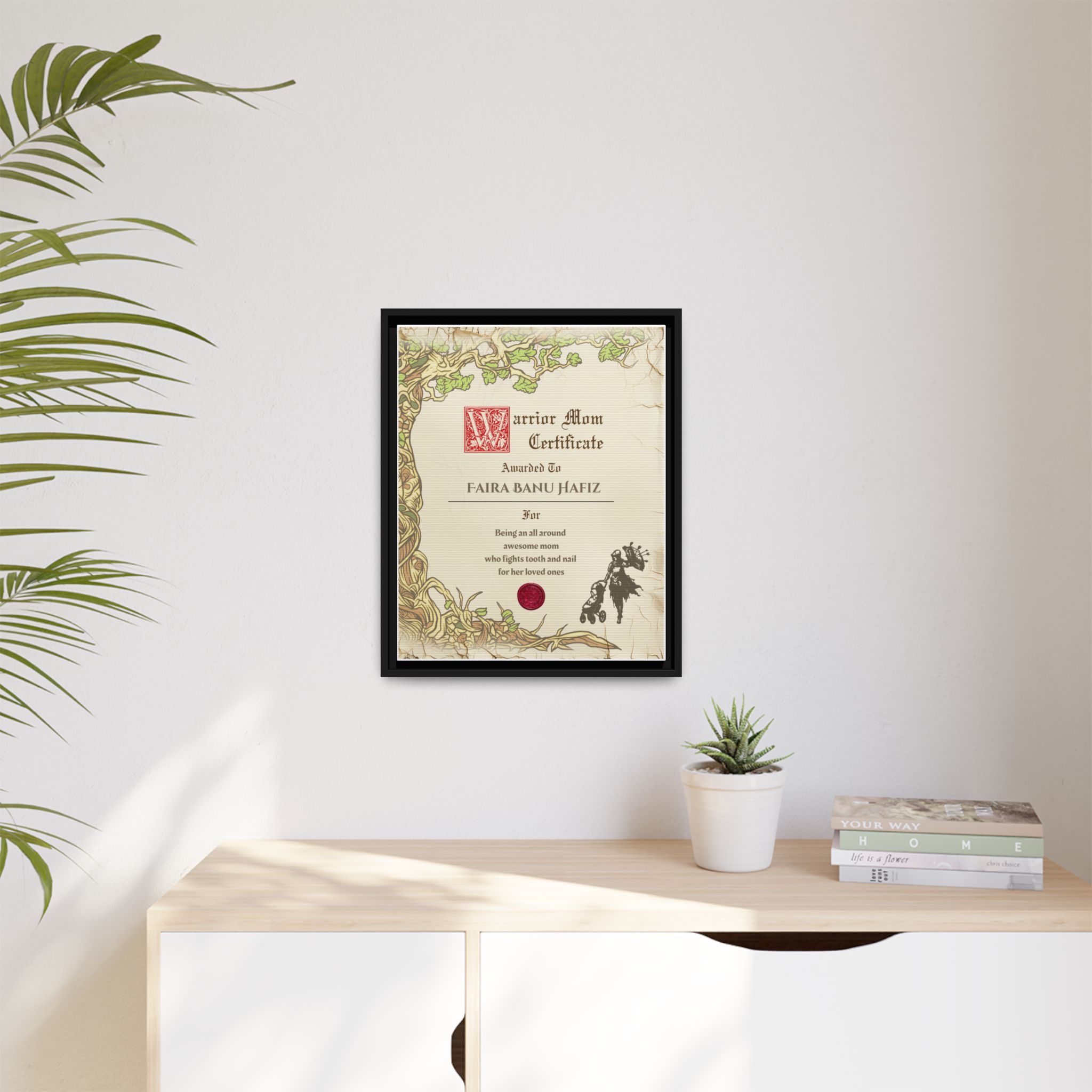 Warrior Mom Certificate Framed Canvas Print - Image 3
